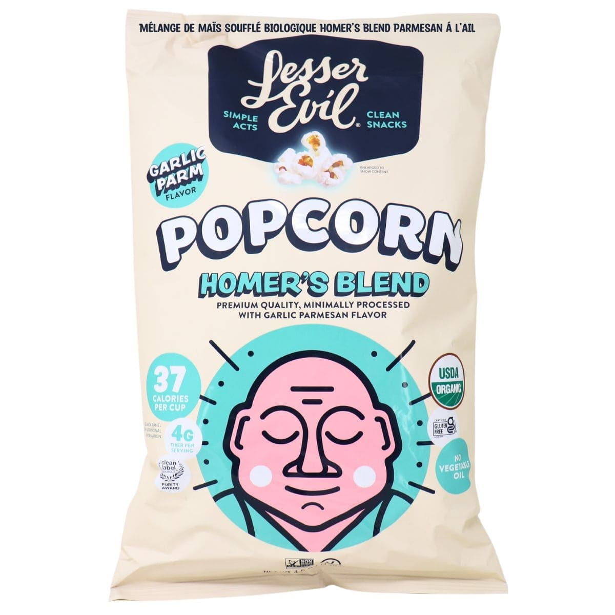 Lesser Evil Organic Popcorn Homer’s Blend Garlic Parmesan, 130g