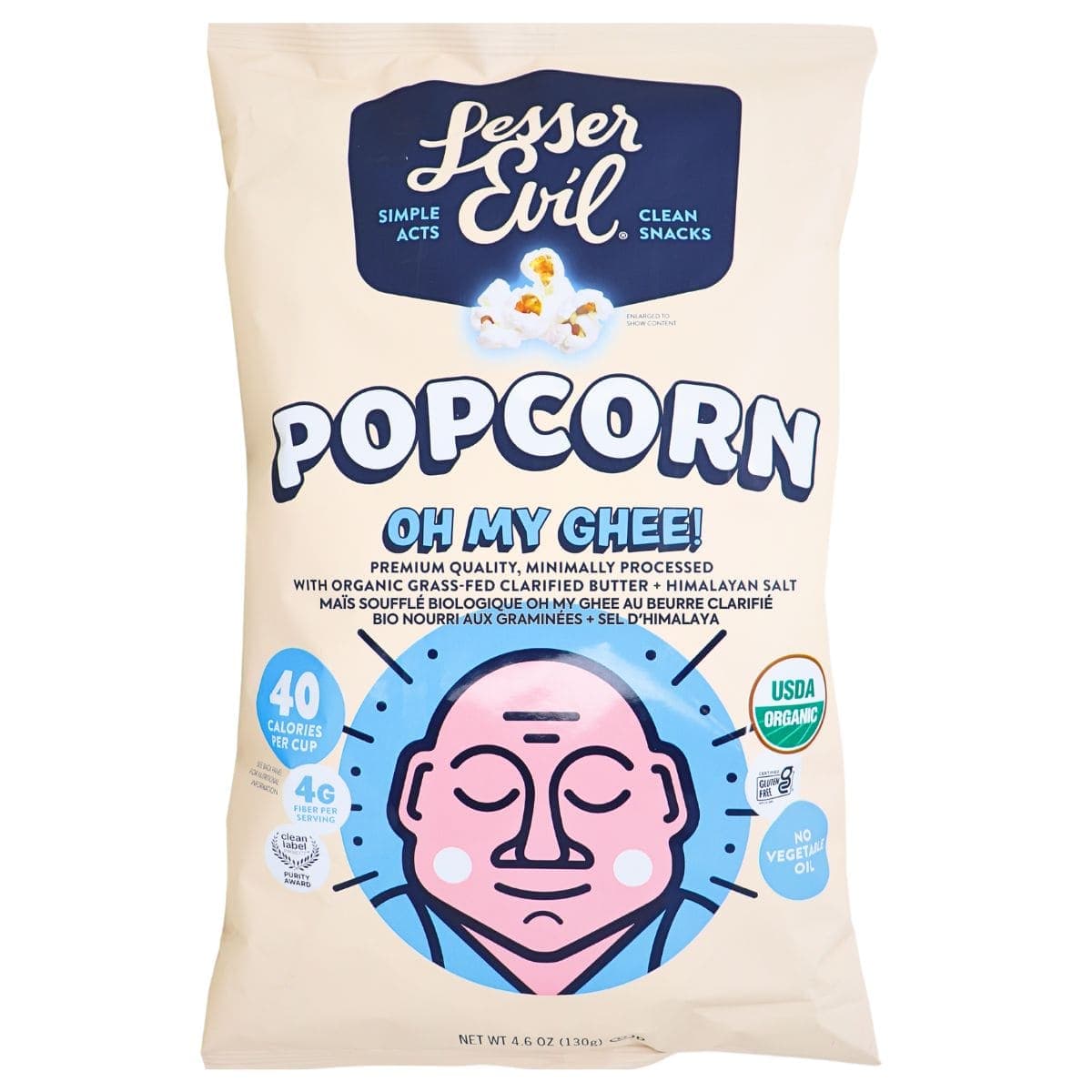 Lesser Evil Organic Popcorn Oh My Ghee, 130g