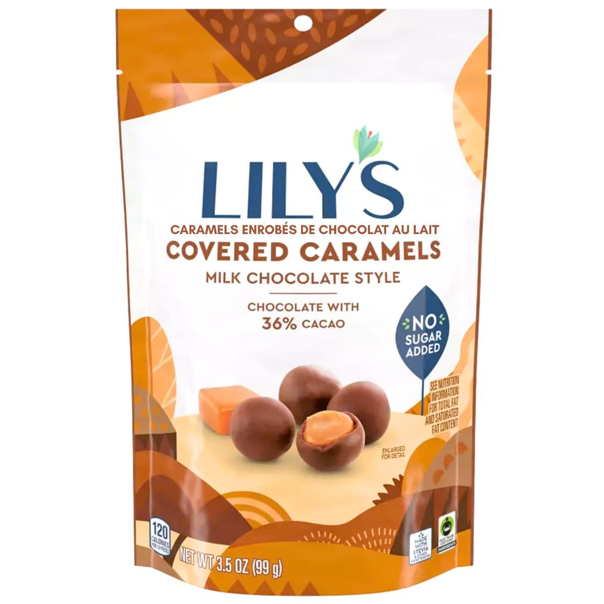 Lily's No Sugar Added Milk Chocolate Style Covered Caramels, 99g