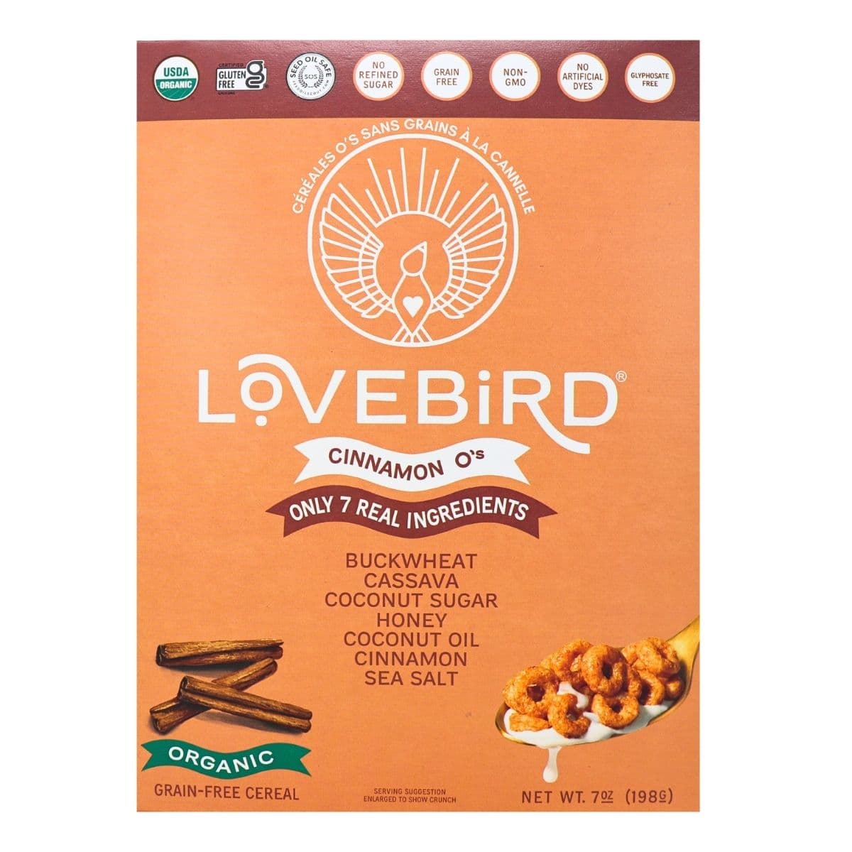 Lovebird Foods Grain-Free O’s Cereal Cinnamon, 198g