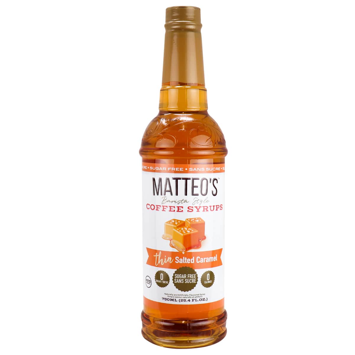 Matteo’s Sugar Free Barista Style Coffee Syrups Thin Salted Caramel, 750mL