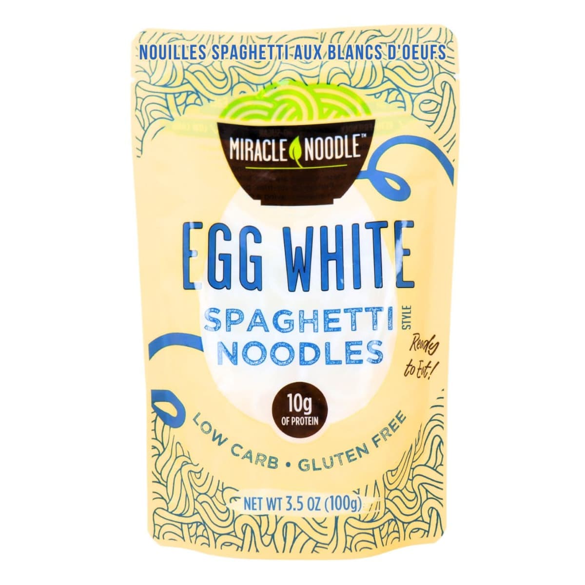 Miracle Noodle Low Carb High Protein Egg White Noodles Spaghetti, 100g
