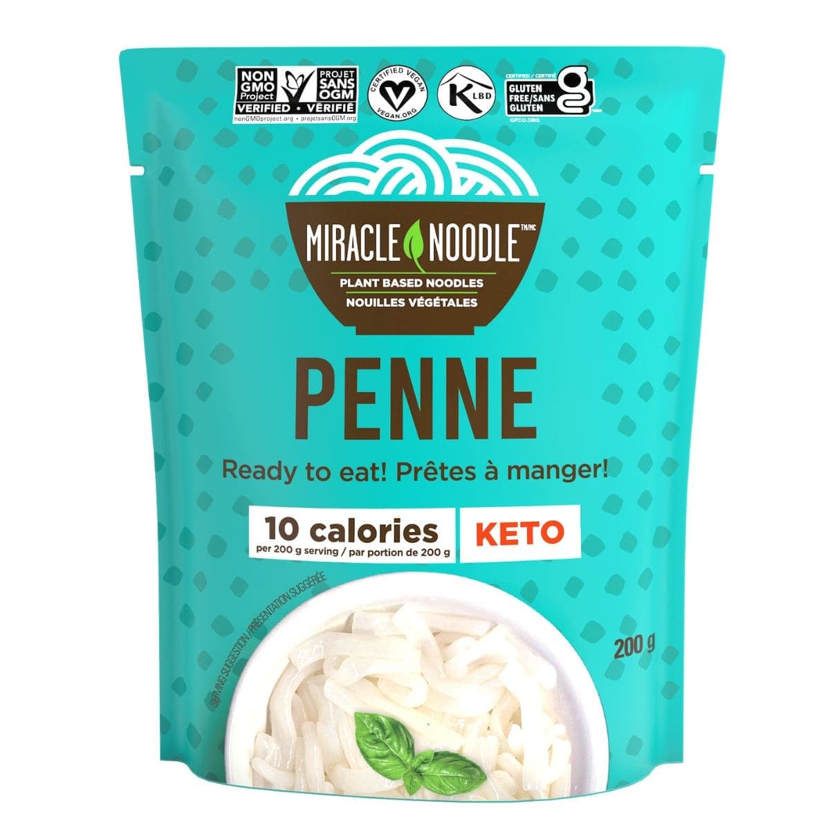 Miracle Noodle Ready To Eat Keto Plant-Based Konjac Noodles Penne, 200g