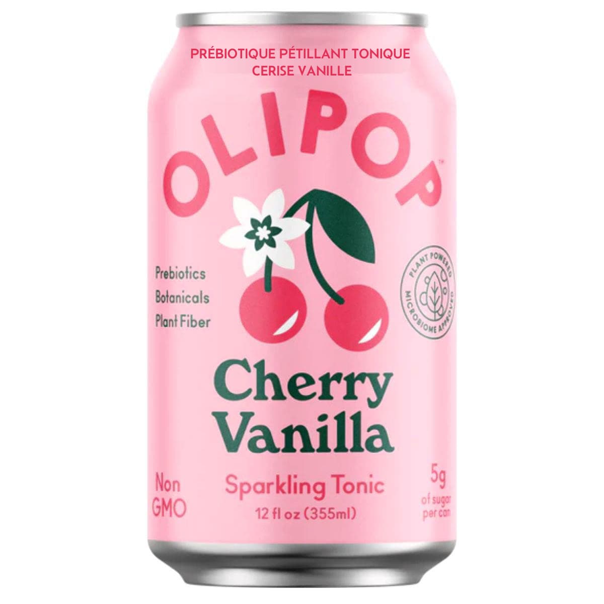 OLIPOP Low Sugar Prebiotic Sparkling Tonic Cherry Vanilla, 355mL