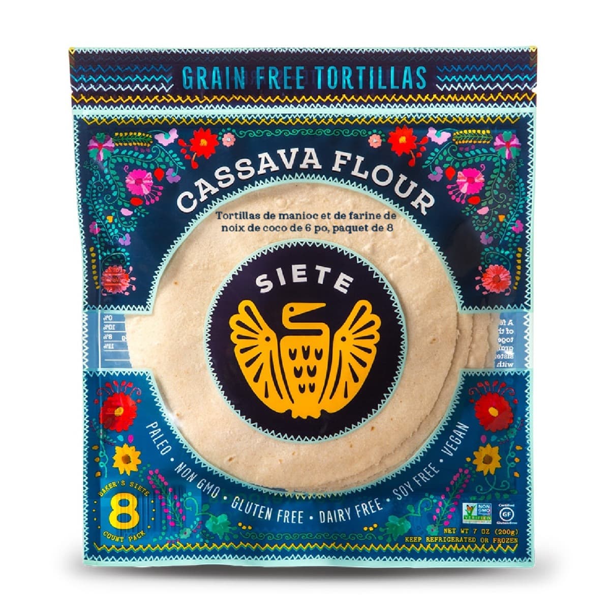 Siete 6" Cassava &amp; Coconut Flour Tortillas, Pack of 8