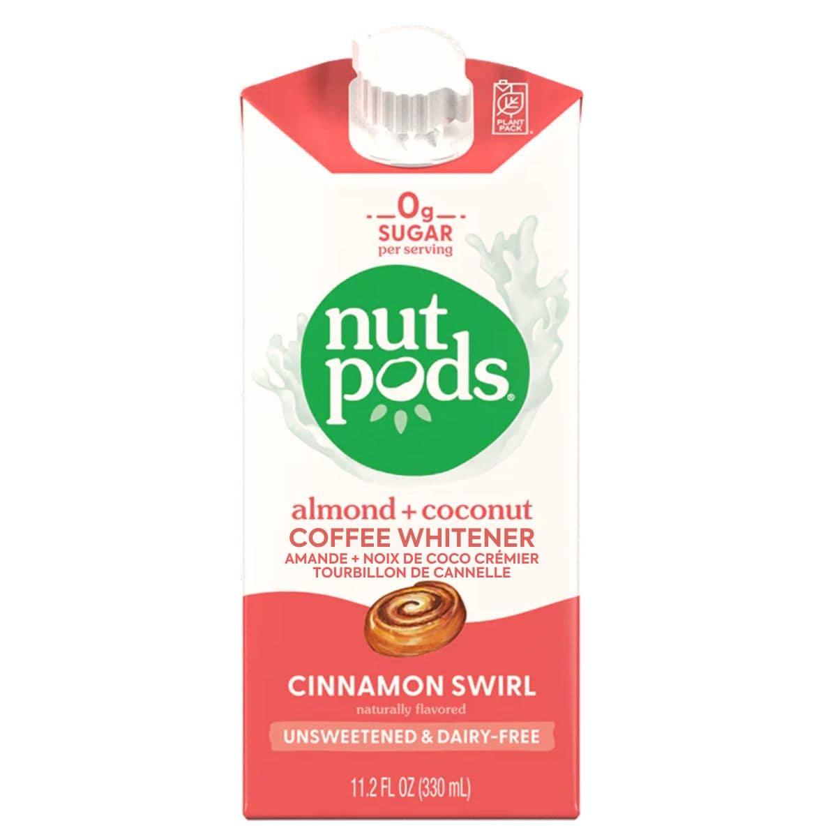 Nutpods Unsweetened &amp; Dairy-Free Almond + Coconut Creamer Cinnamon Swirl, 330mL