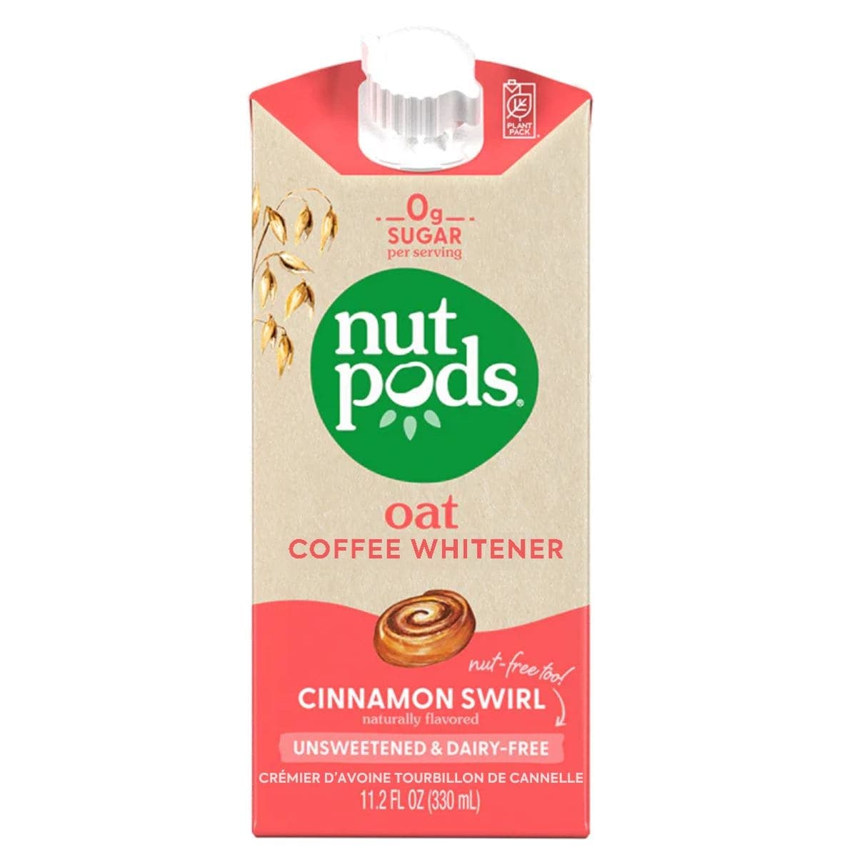 Nutpods Unsweetened &amp; Dairy Free Oat Creamer Cinnamon Swirl, 330mL