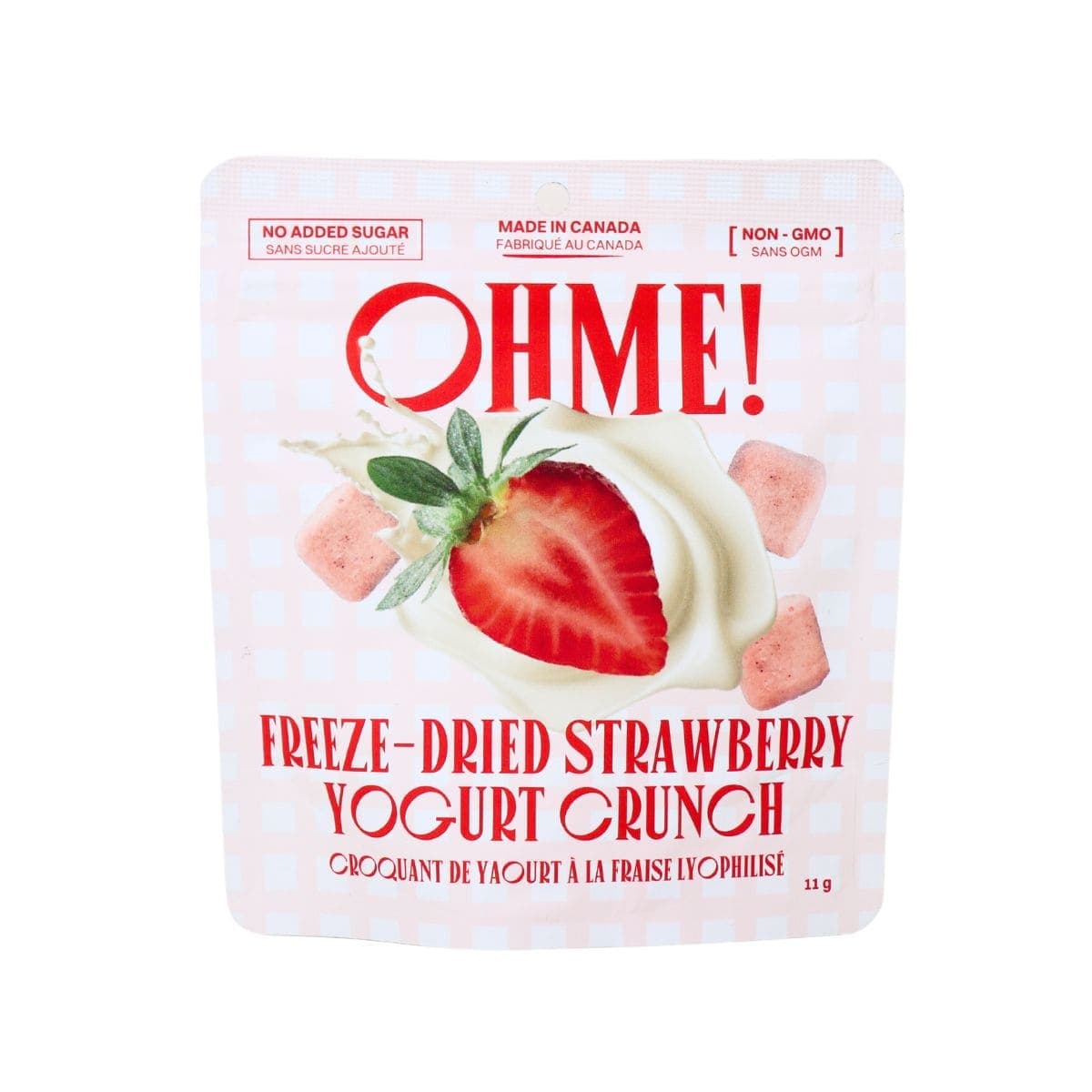 OHME! No Added Sugar Freeze-Dried Yogurt Crunch Strawberry Snack Pack, 11g