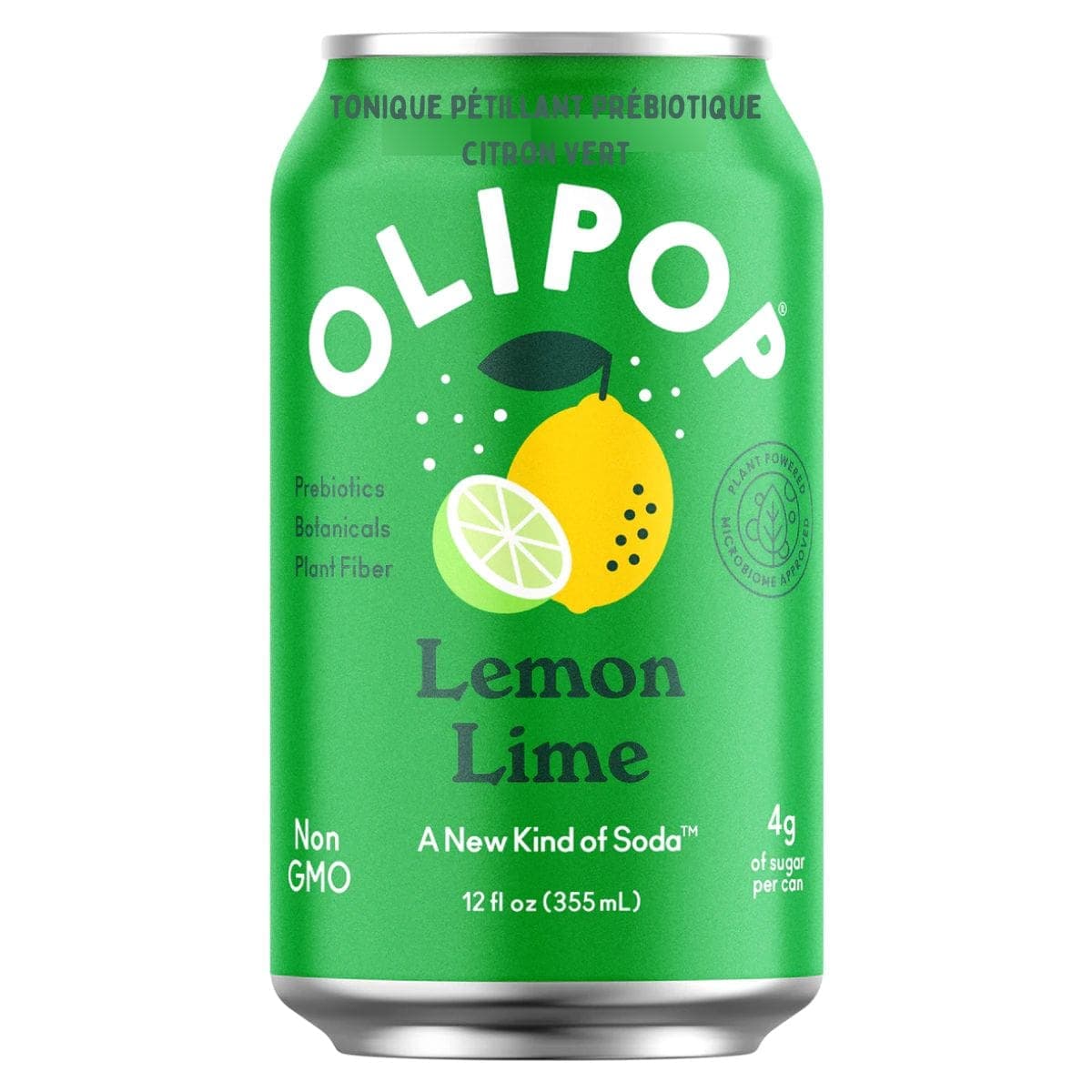 OLIPOP Low Sugar Prebiotic Sparkling Tonic Lemon Lime, 355mL