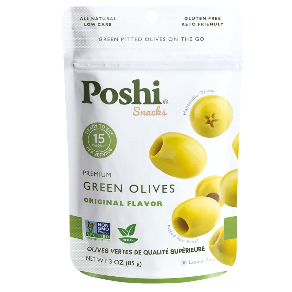 Poshi Premium Green Olives, 85g
