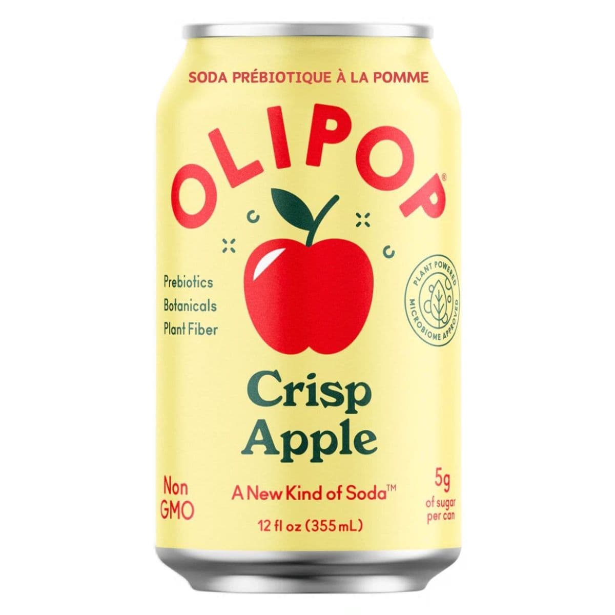 OLIPOP Low Sugar Prebiotic Sparkling Tonic Crisp Apple, 355mL