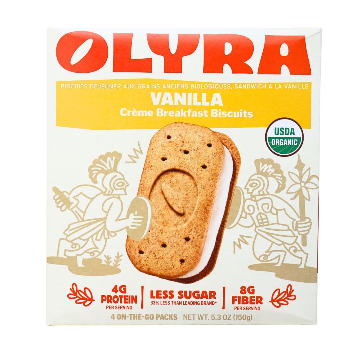 Olyra Organic Ancient Grains Breakfast Biscuits Vanilla Sandwich, 4 Pack