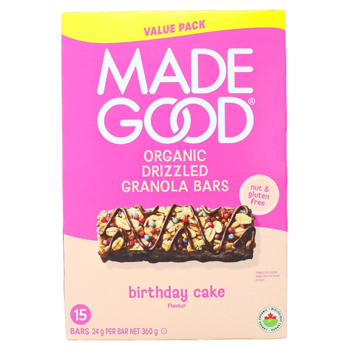 MadeGood Allergen-Free Chocolate Drizzled Granola Bars Birthday Cake, 15 Bars