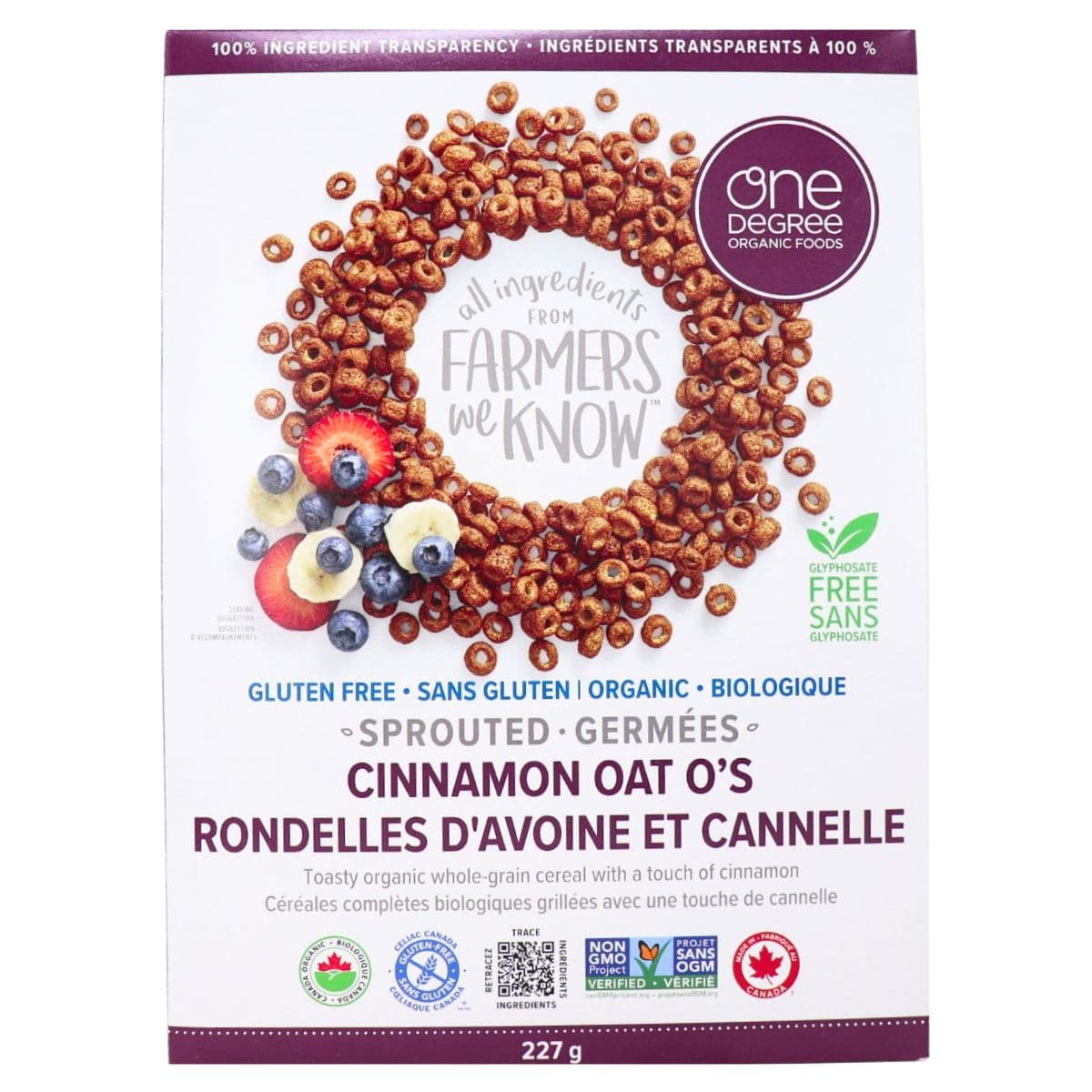 One Degree Organic Gluten-free Sprouted Cinnamon Oat O’s, 227g