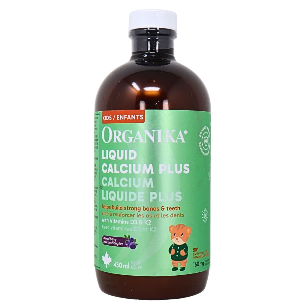 Organika Kids Liquid Calcium Plus With Vitamins D3 &amp; K2 Mixed Berry, 450mL