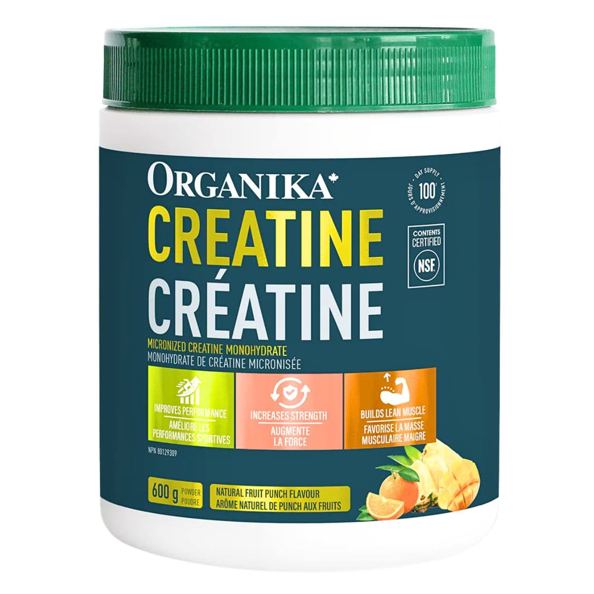 Organika Micronized Creatine Monohydrate Natural Fruit Punch Flavour, 600 g