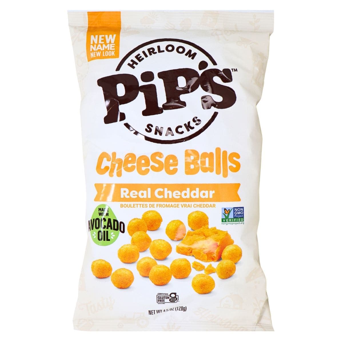 Pipcorn Gluten Free Heirloom Corn Cheese Puff Balls Real Cheddar, 128g