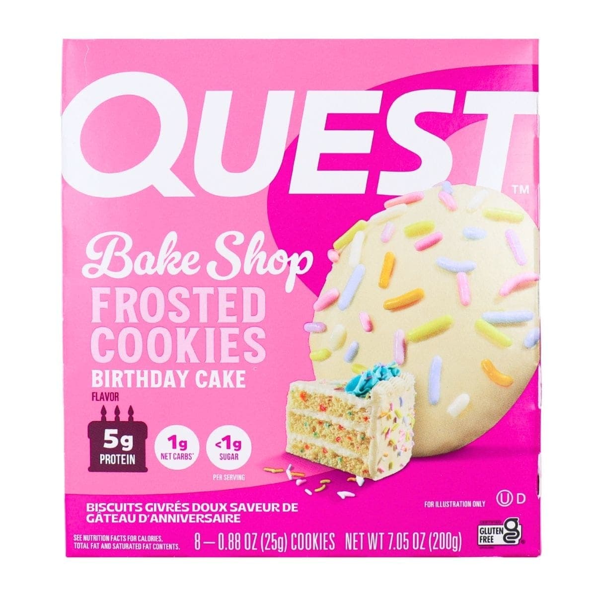 Quest Soft-Baked Frosted Cookies Birthday Cake Flavour, 8 Cookies