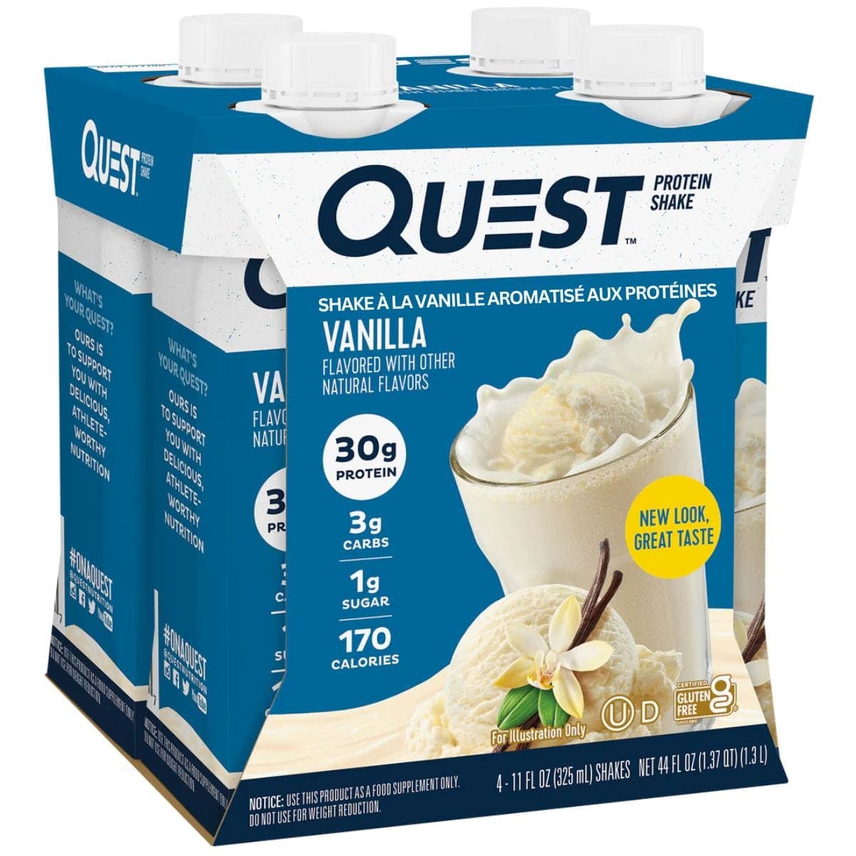 Quest Protein Flavored Shake Vanilla, 4 Pack