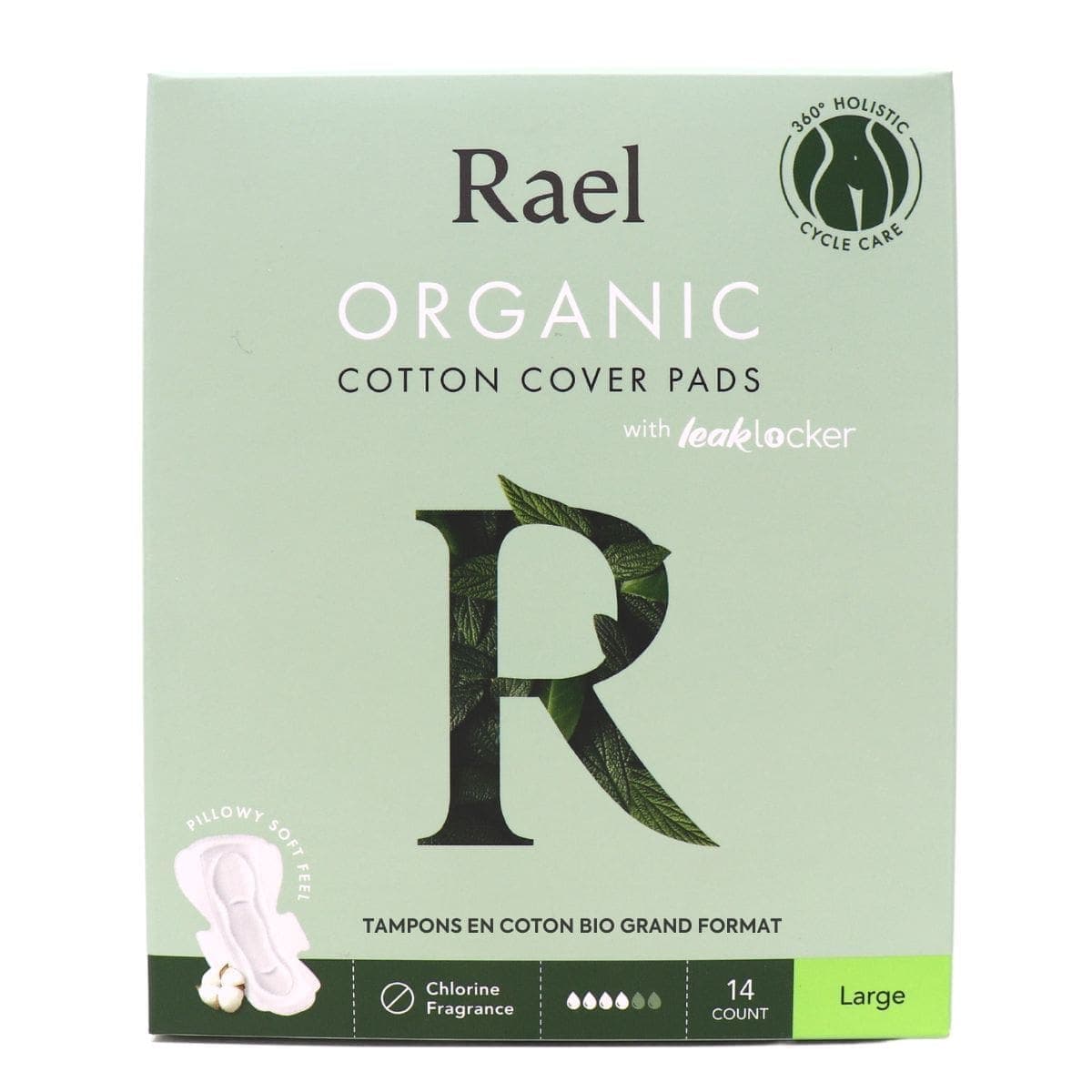 Rael Organic Cotton Pads Large, 14 Pack