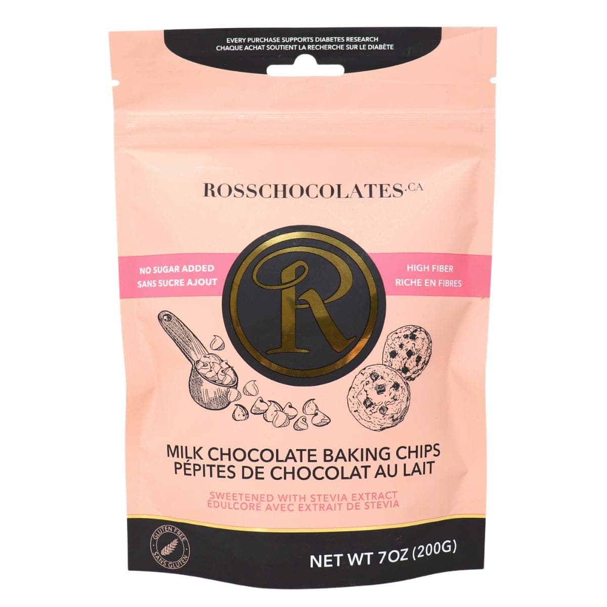 Ross Chocolates Sugar-Free Milk Chocolate Baking Chips, 200g