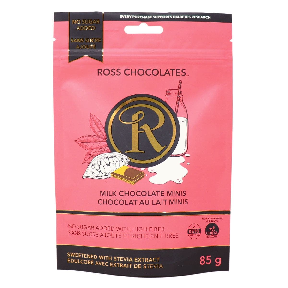 Ross Chocolates No Sugar Added Milk Chocolate Minis, 85g