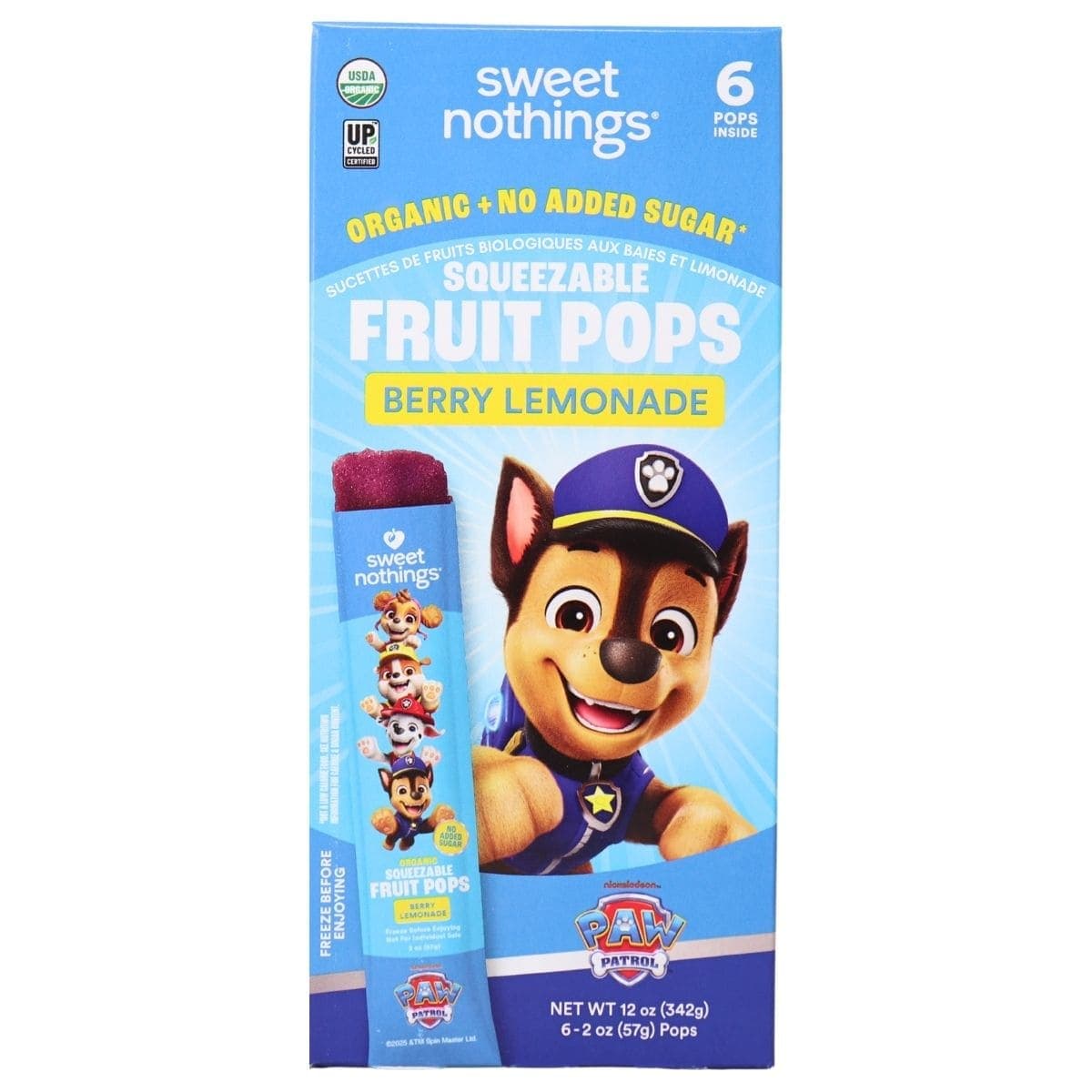 Sweet Nothings Organic Fruit Pops Berry Lemonade PAW Patrol, 6 pack