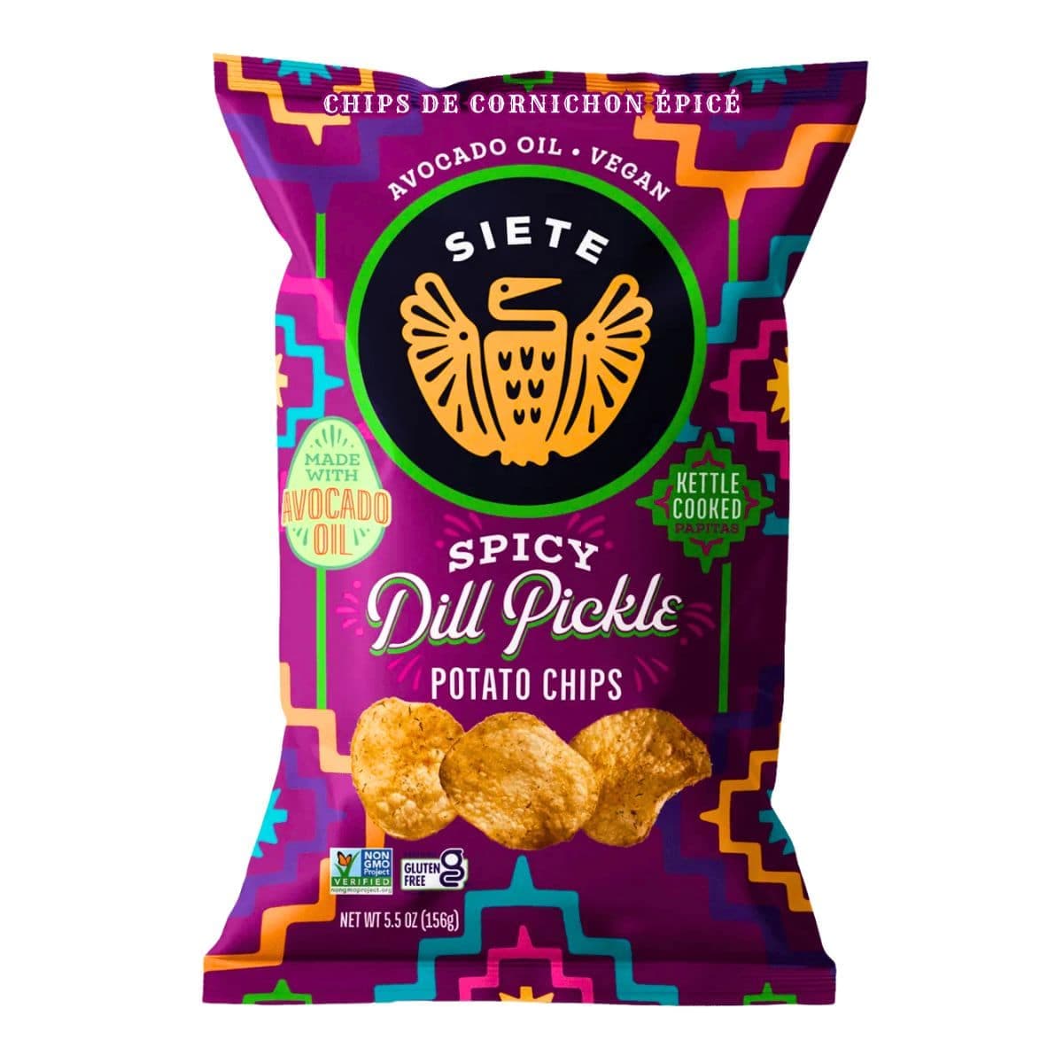 Siete Grain-Free Kettle Cooked Potato Chips Spicy Dill Pickle, 156g