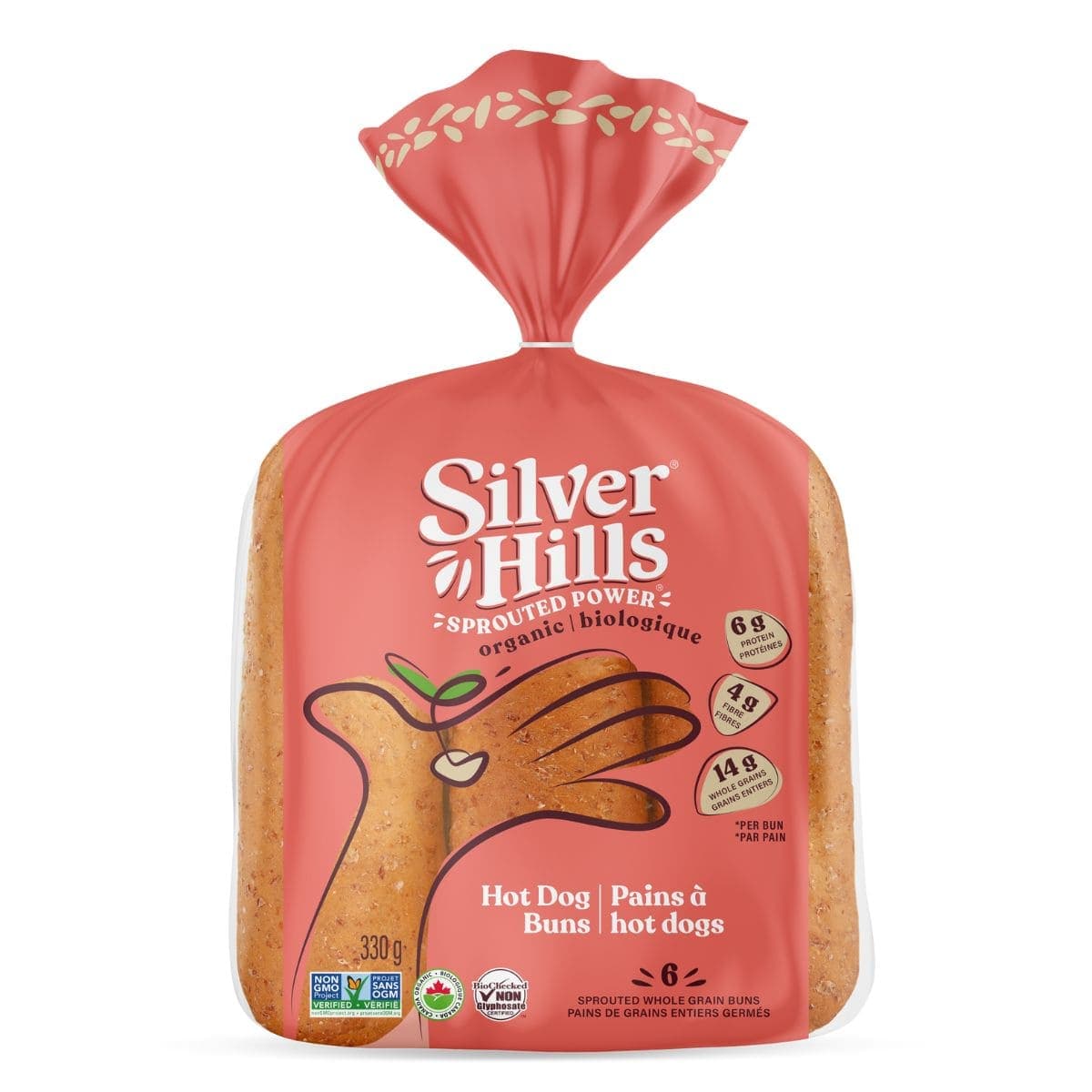 Silver Hills Organic Sprouted Whole Grain Hot Dog Buns, 6 Buns