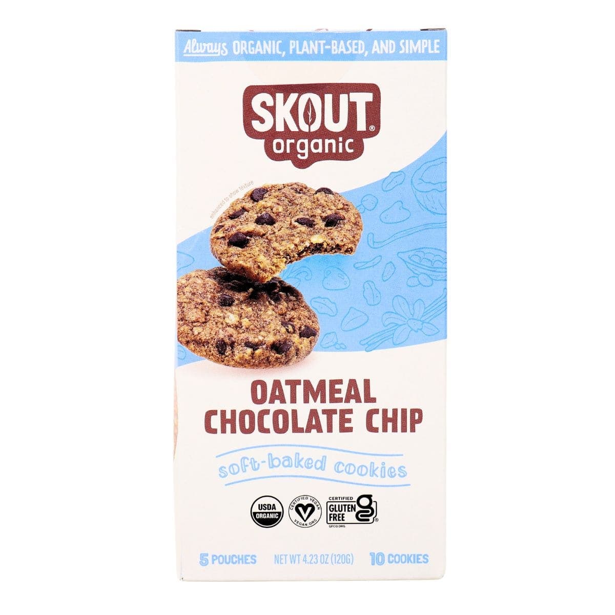 Skout Organic Soft Baked Cookies Oatmeal Chocolate Chip, 5 Pouches