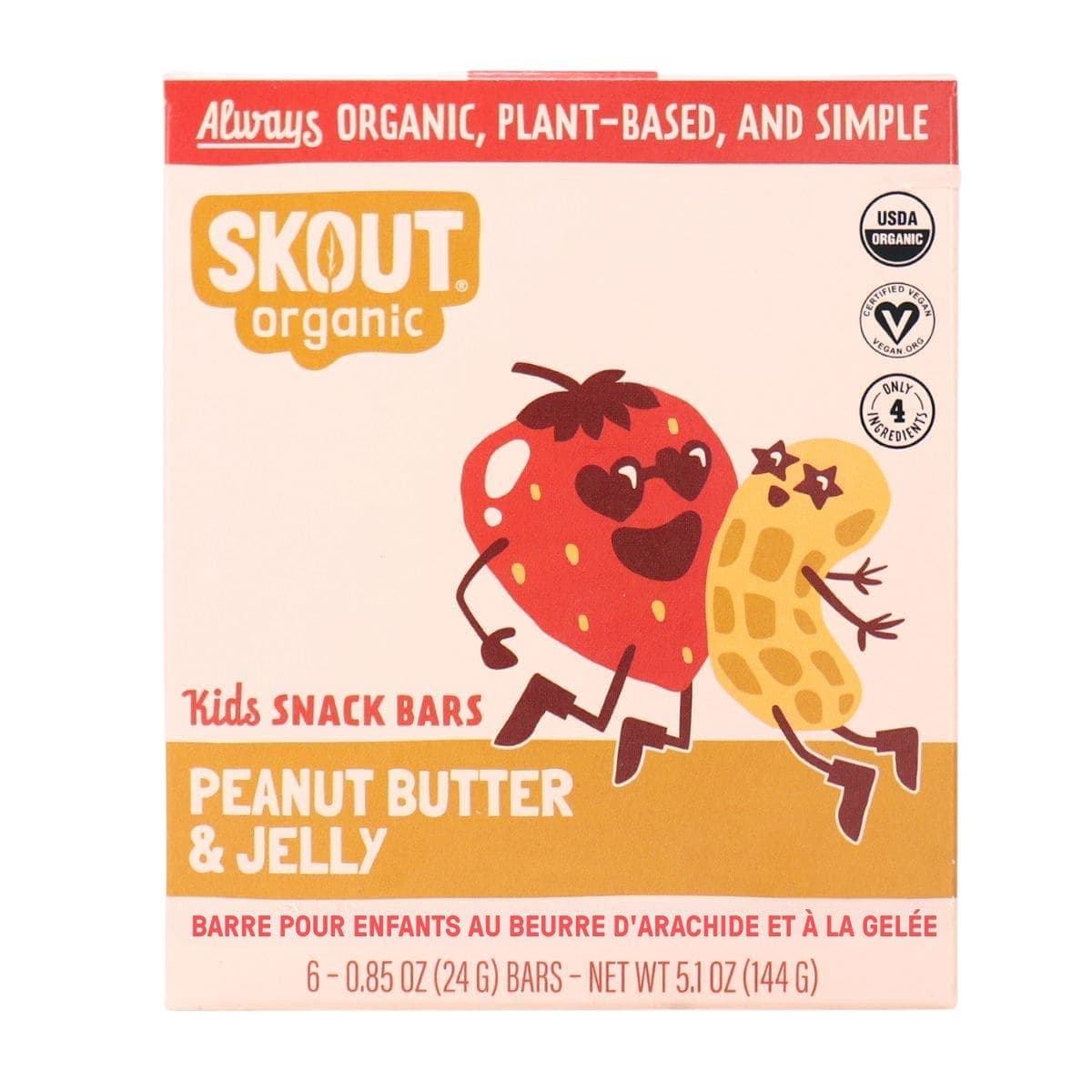 Skout Organic Kids Snack Bars Peanut Butter & Jelly, 6 Bars