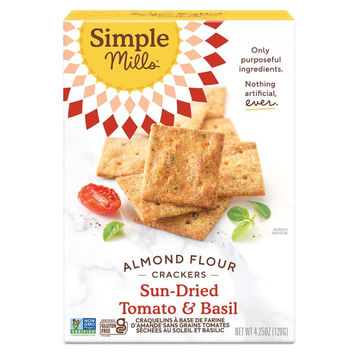 Simple Mills Grain-Free Almond Flour Crackers Sun-Dried Tomato &amp; Basil, 120g