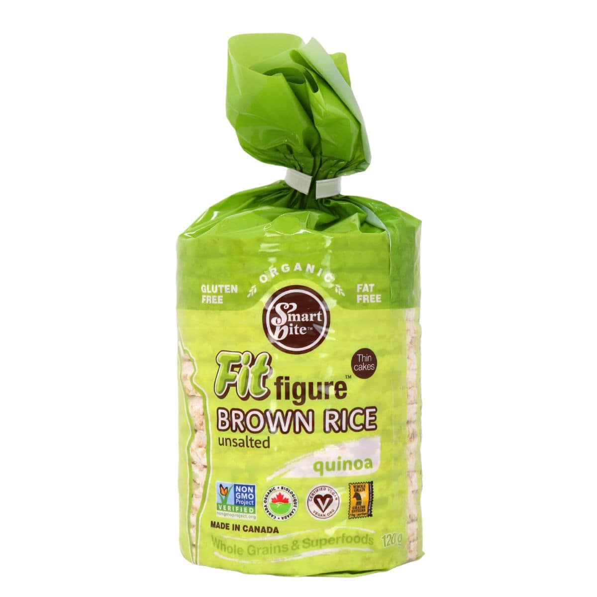 Smartbite Organic Thin Brown Rice Cakes Quinoa Unsalted, 120g