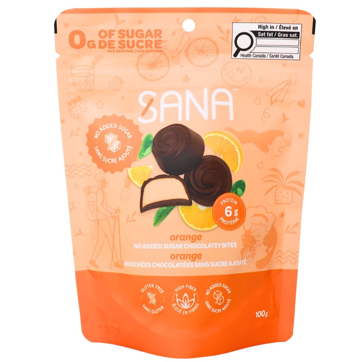 Sana Sweet Life No Added Sugar Dark Chocolaty Protein Bites Orange, 100g