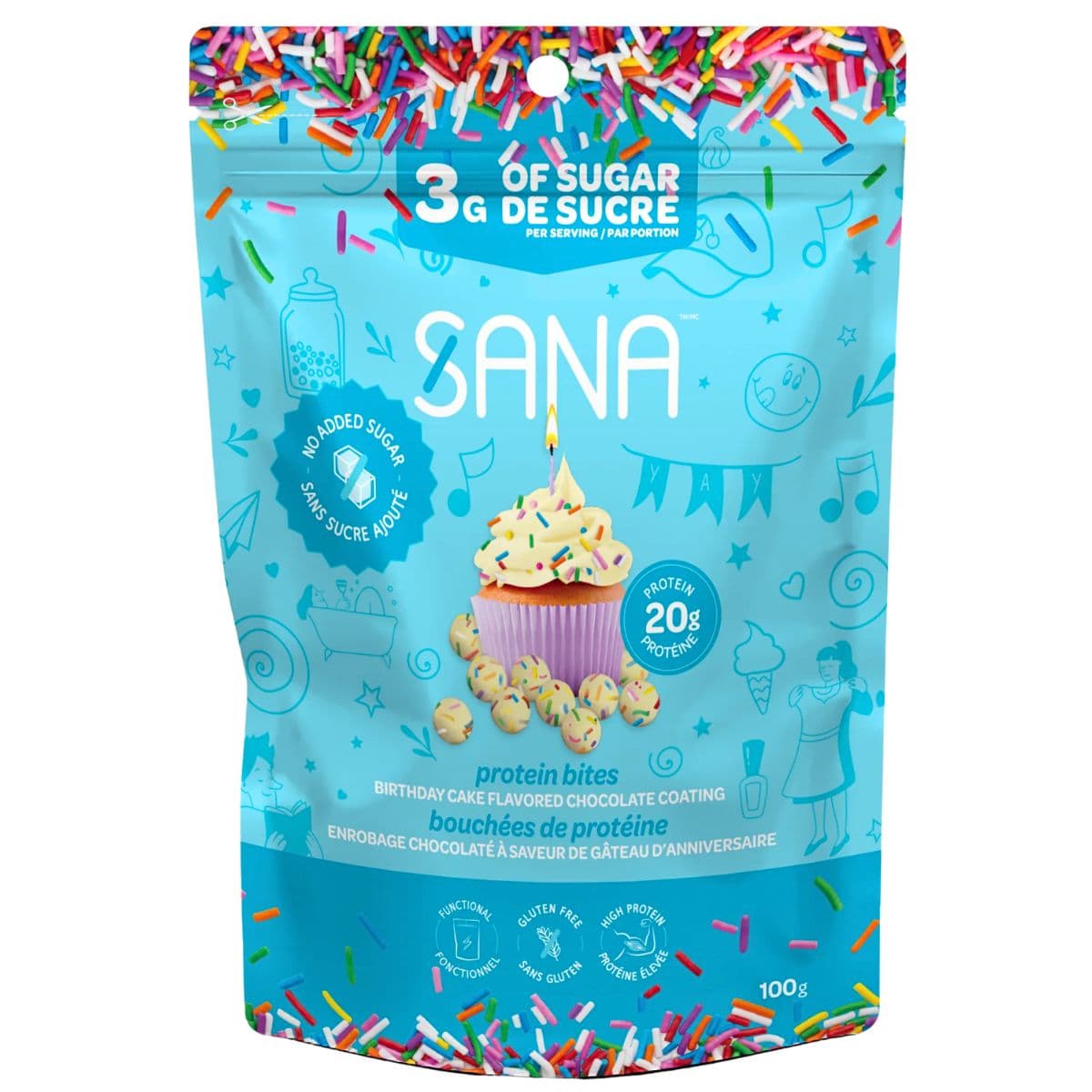 Sana Sweet Life No Added Sugar Chocolaty Protein Bites Birthday Cake , 100g