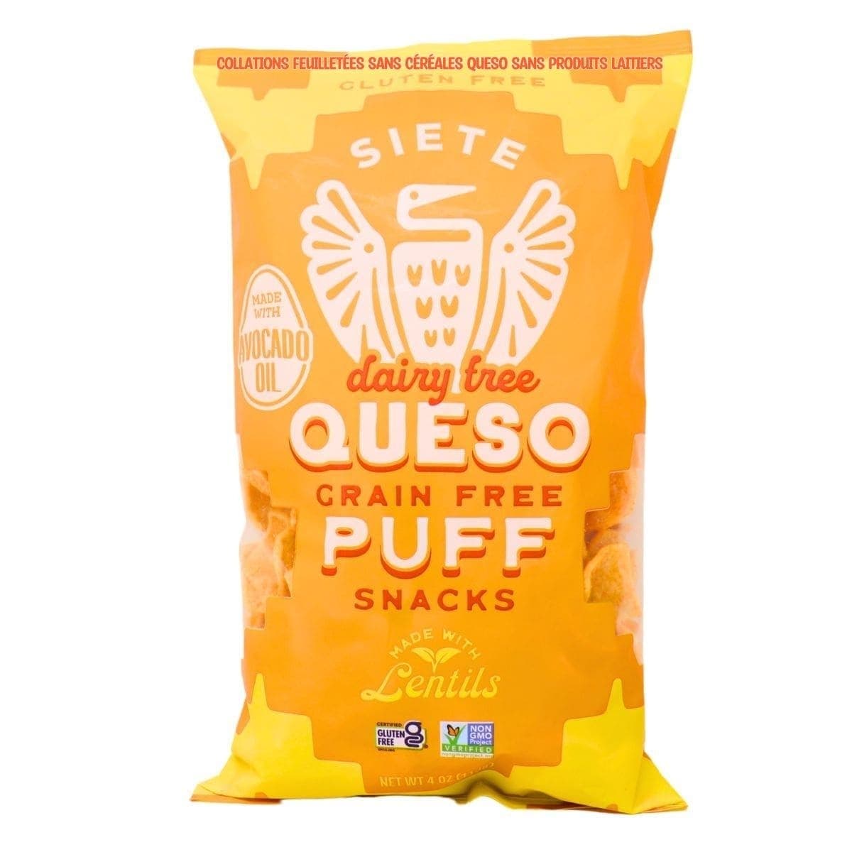 Siete Grain-Free Puff Snacks Dairy-Free Queso, 113g