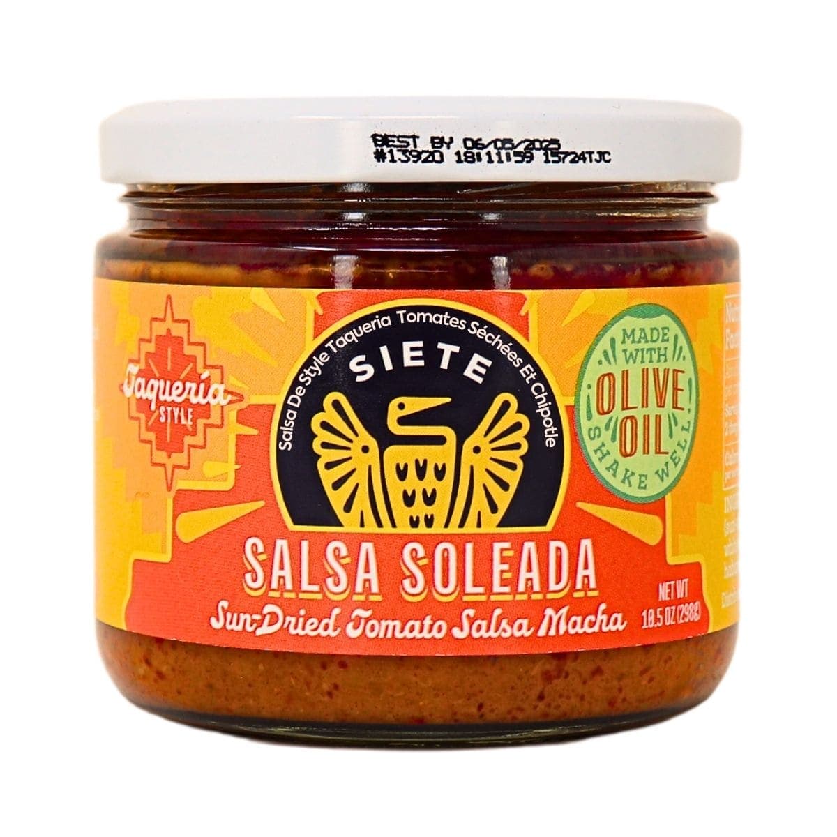 Siete Taqueria-Style Salsa Soleada Sundried Tomatoes &amp; Chipotle With Olive Oil, 298g