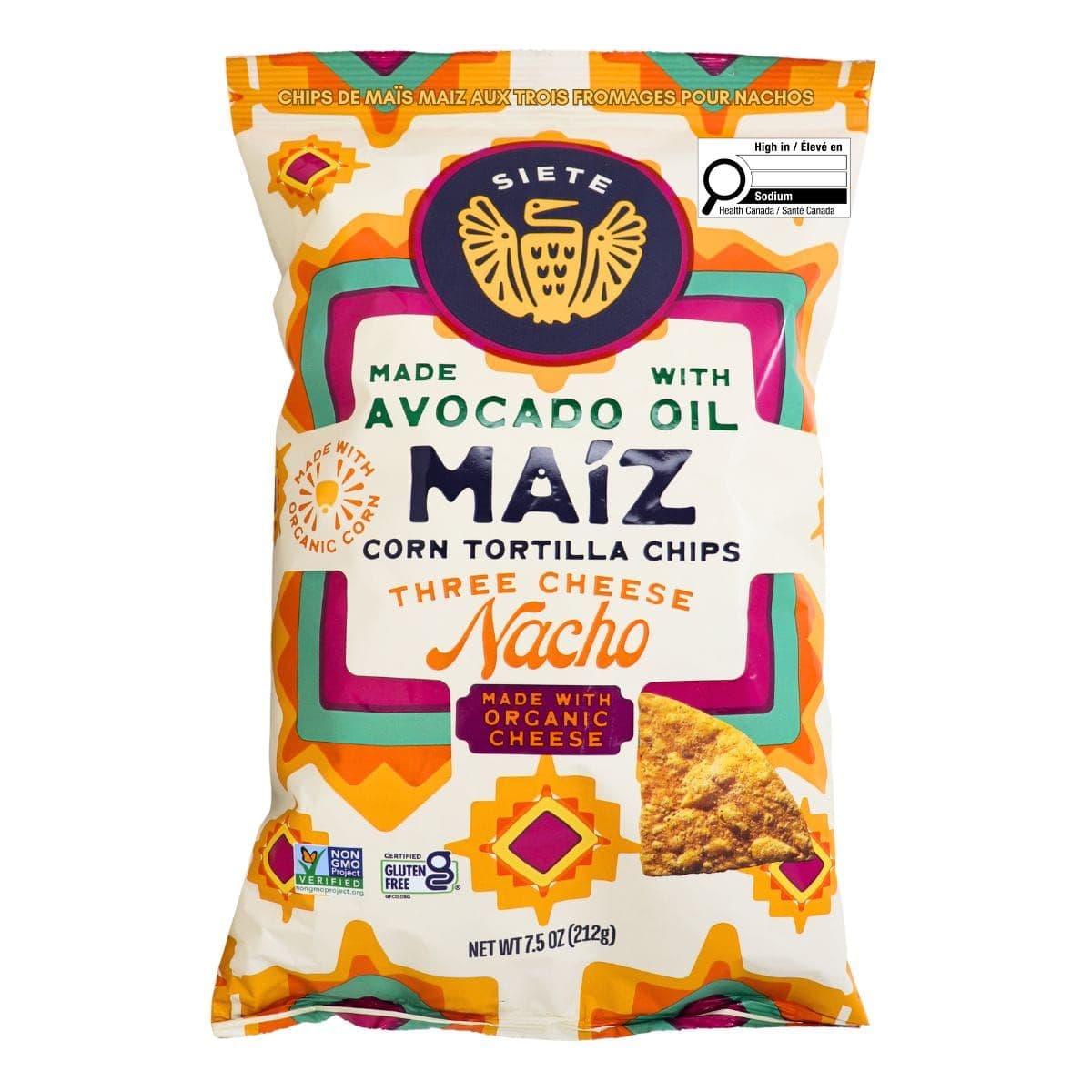 Siete Maiz Corn Tortilla Chips Three Cheese Nacho, 212g