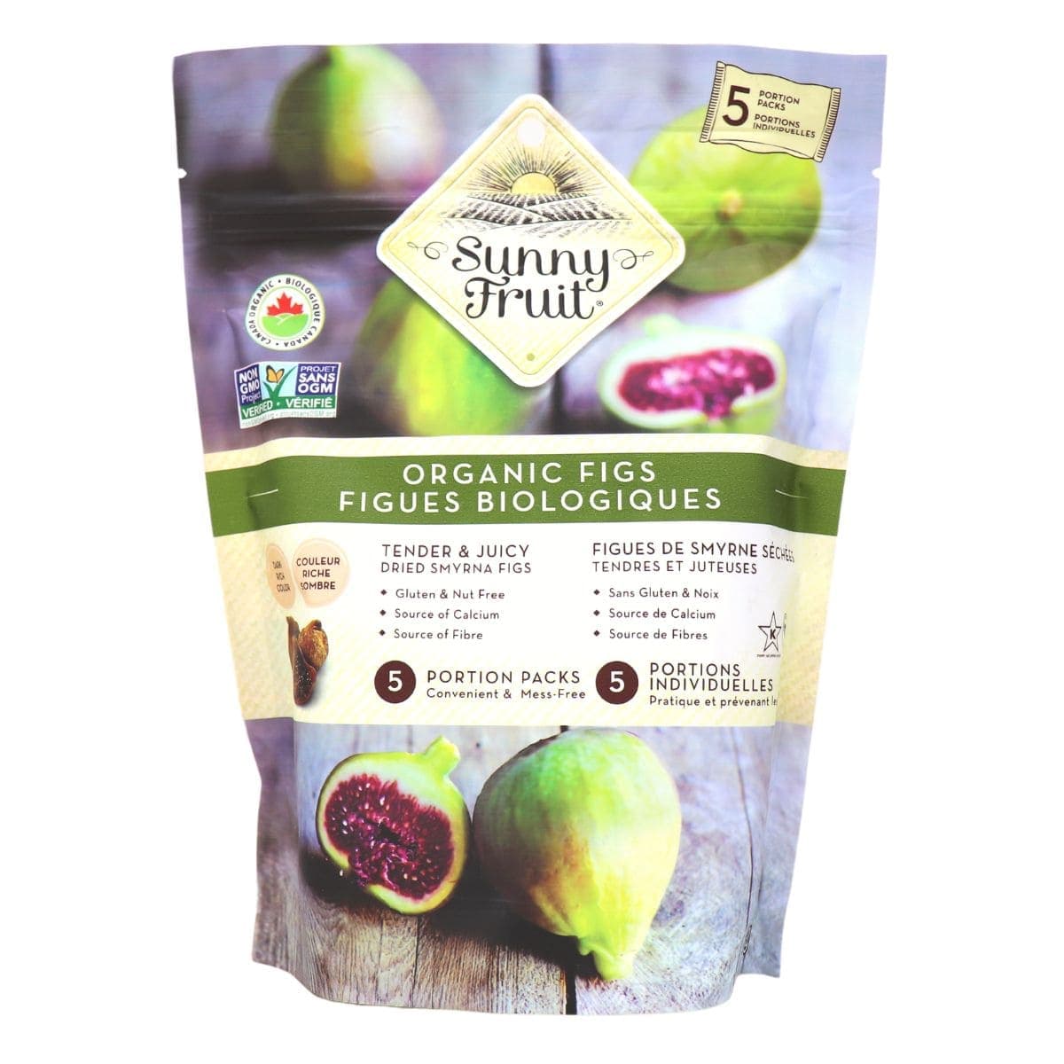 Sunny Fruit Organic Dried Figs, 5 Portion Packs