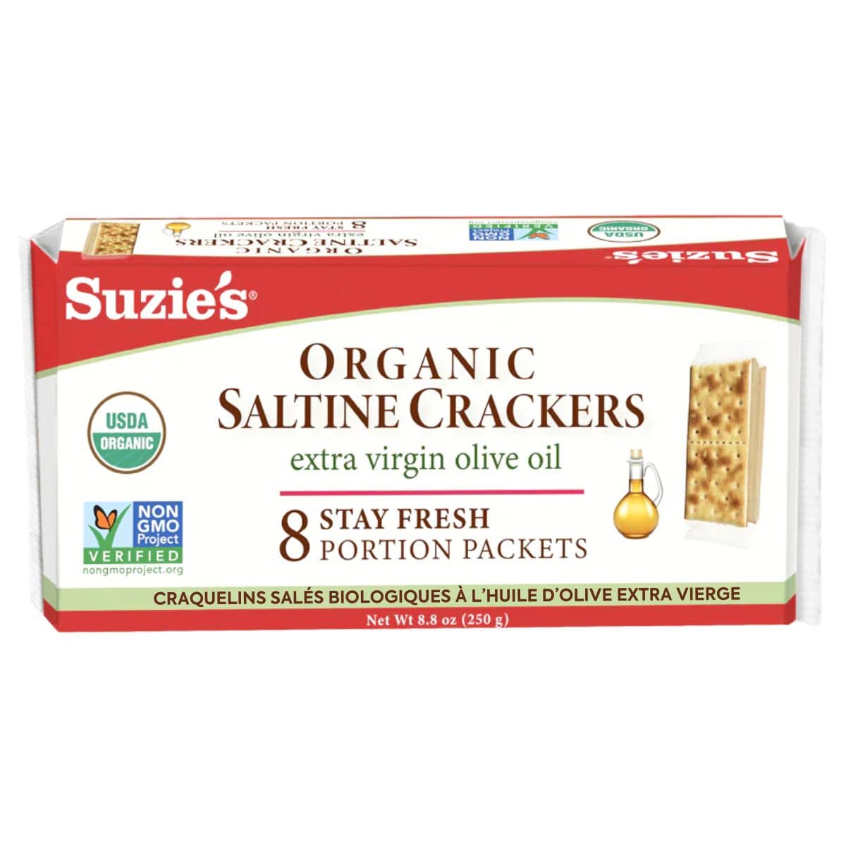Suzie’s Organic Saltine Crackers With Extra Virgin Olive Oil, 250g