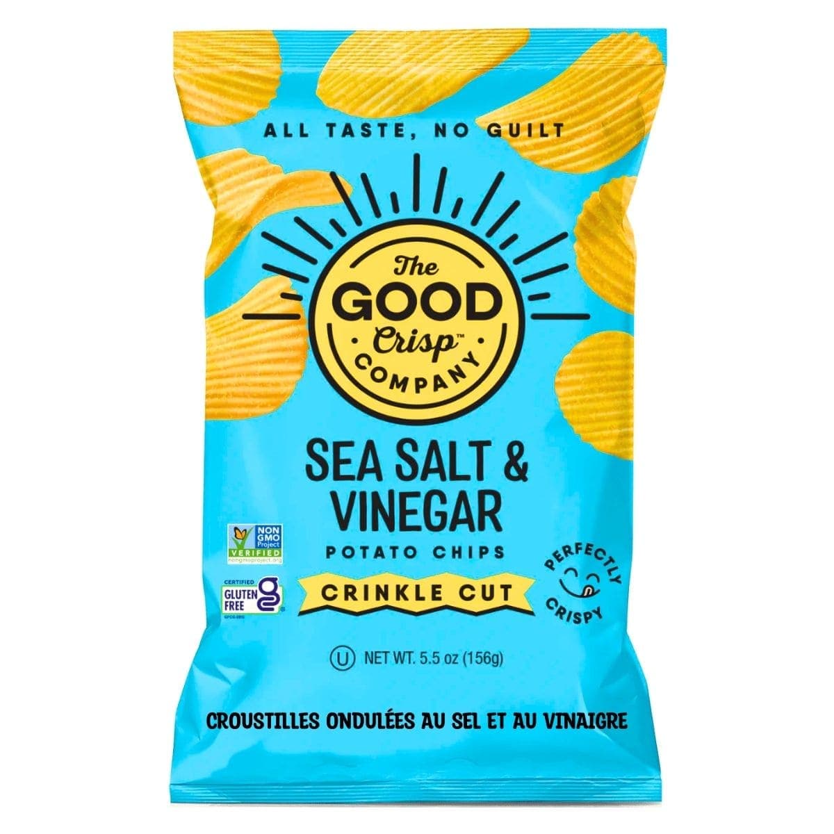 The Good Crisp Company Crinkle Cut Potato Chips Sea Salt &amp; Vinegar, 156g