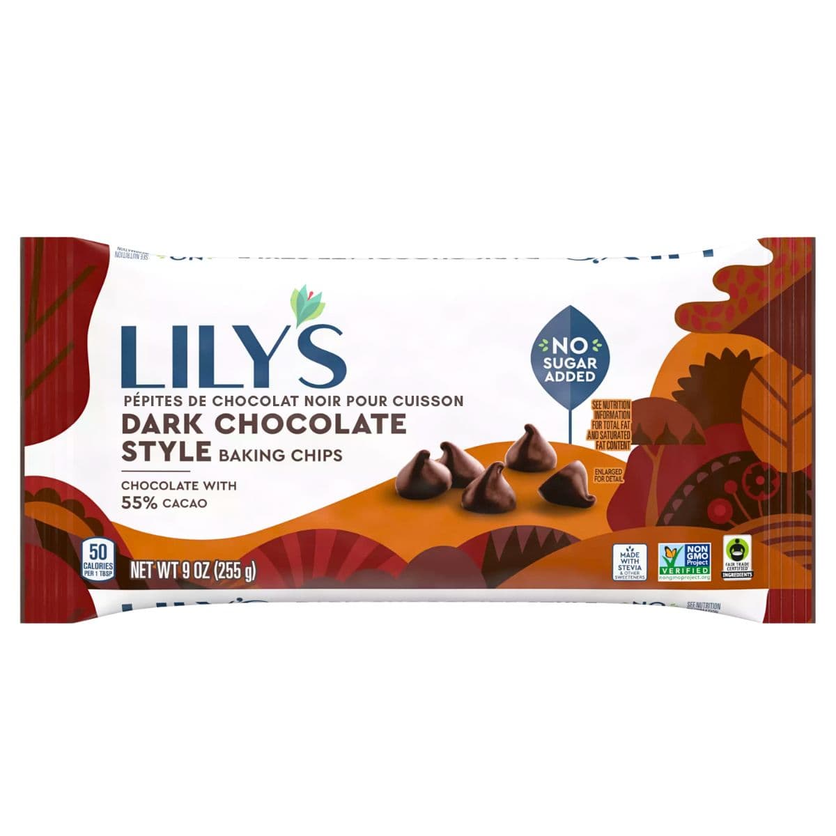 Lily's No Sugar Added Baking Chips Dark Chocolate Style, 255g
