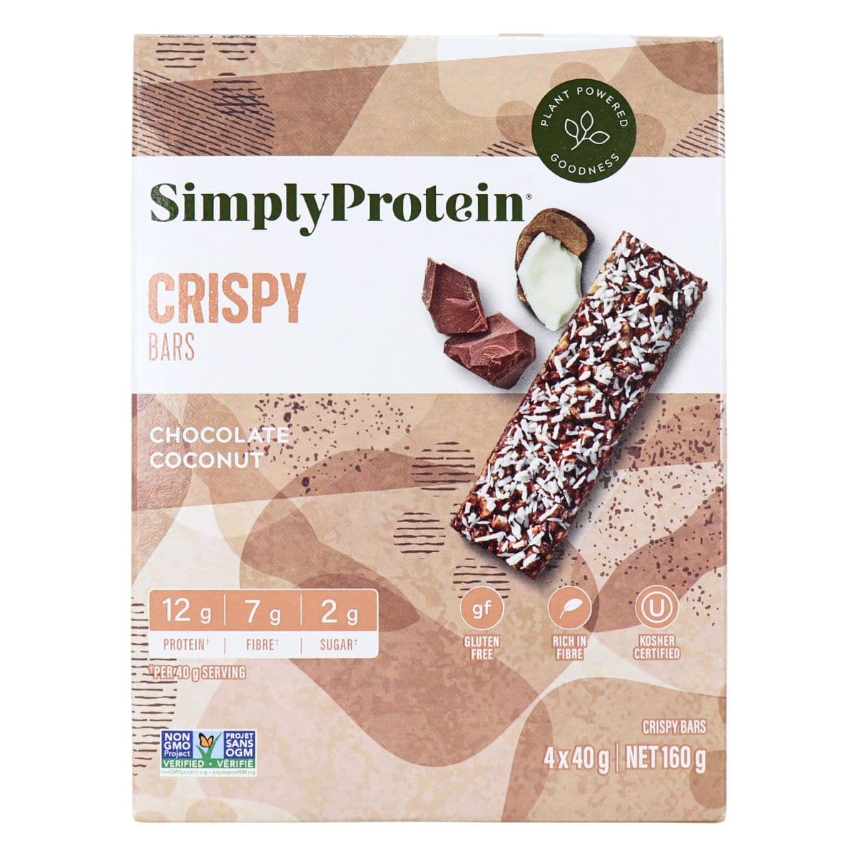 Simply Protein Gluten Free Crispy Snack Bars Chocolate Coconut, 4 Pack
