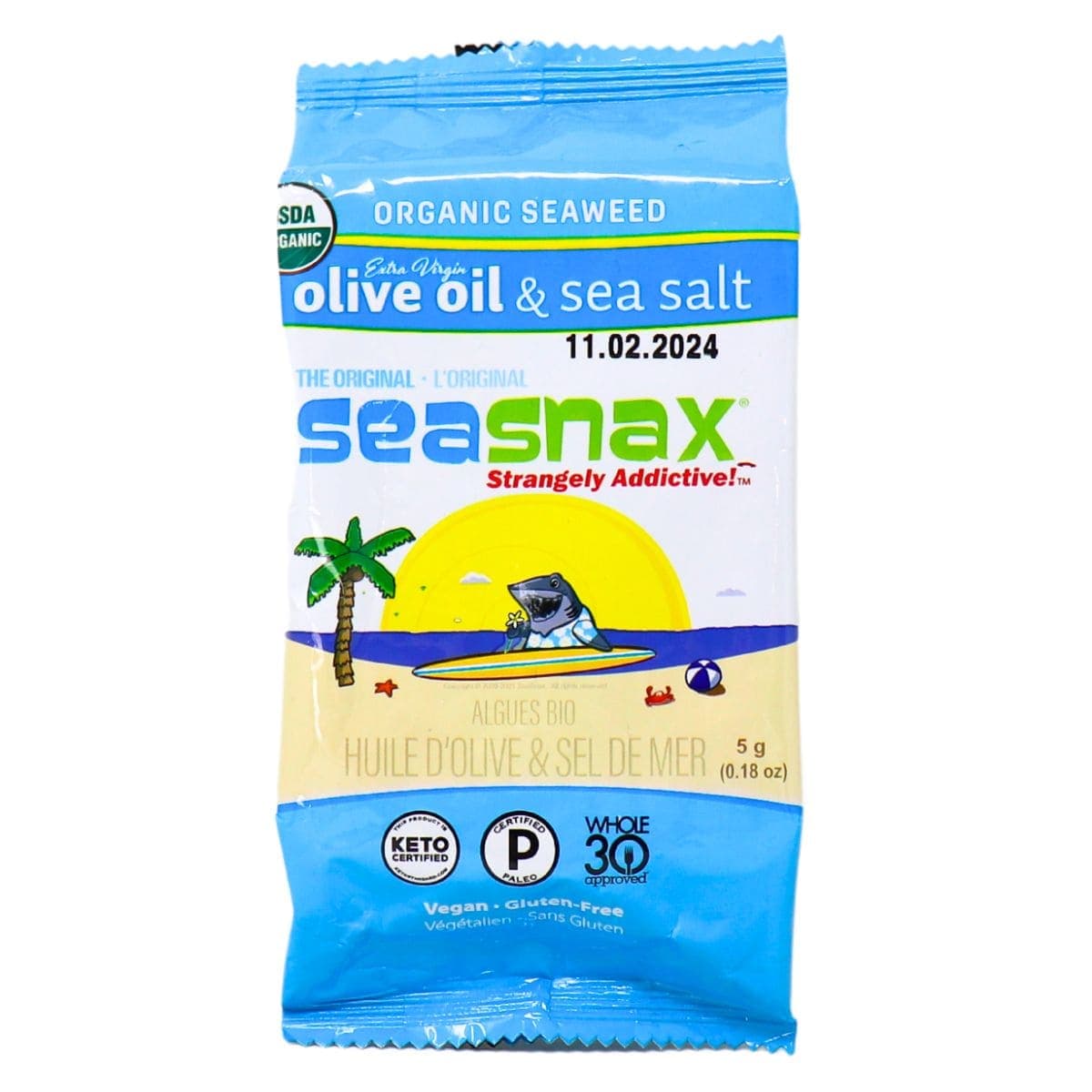 SeaSnax Organic Roasted Seaweed Grab &amp; Go Classic, 5g