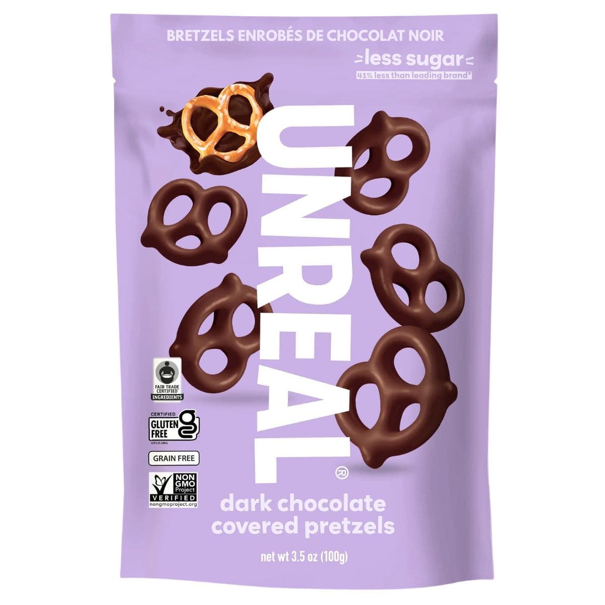 Unreal Dark Chocolate Covered Pretzels, 100g