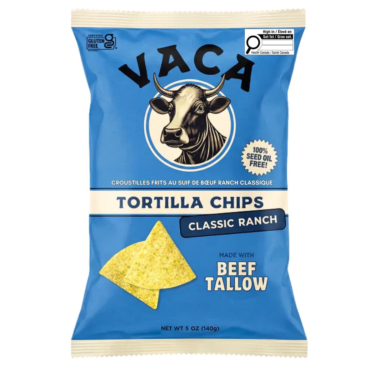Vaca Chips Tortilla Chips made with Beef Tallow Classic Ranch, 140 g