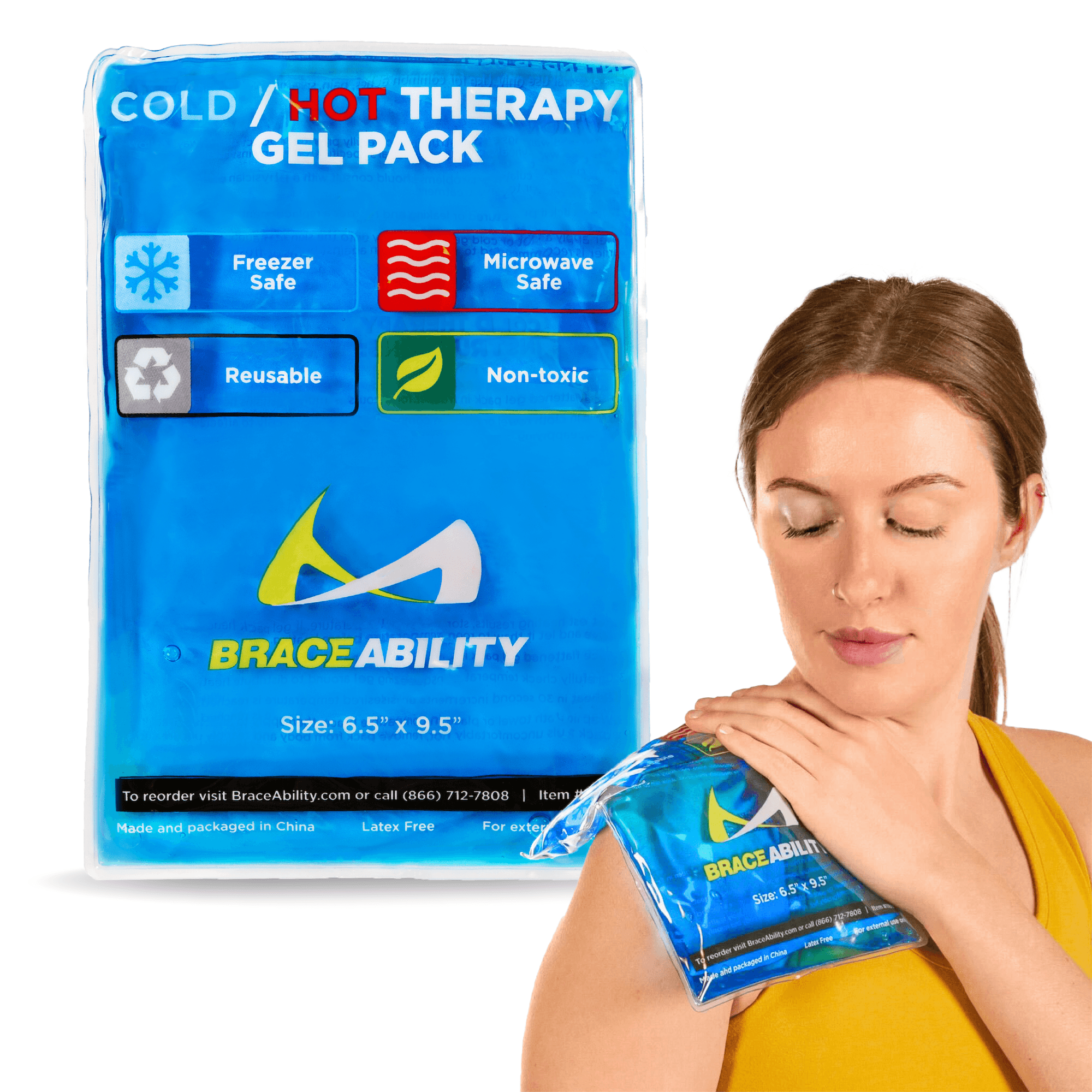 6.5" x 9.5" Cold and Hot Therapy Gel Pack - Reusable Ice Wrap and Heat Pad for Back, Hip, or Shoulder Injury Recovery