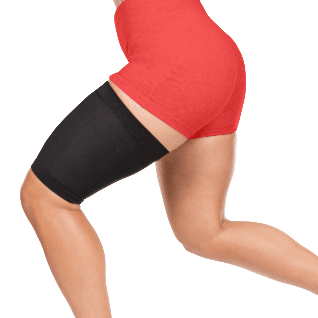 Compression Thigh Sleeve - Copper Infused Leg Brace for Pulled Hamstring, Sore Quads, and Muscle Strain Recovery - M