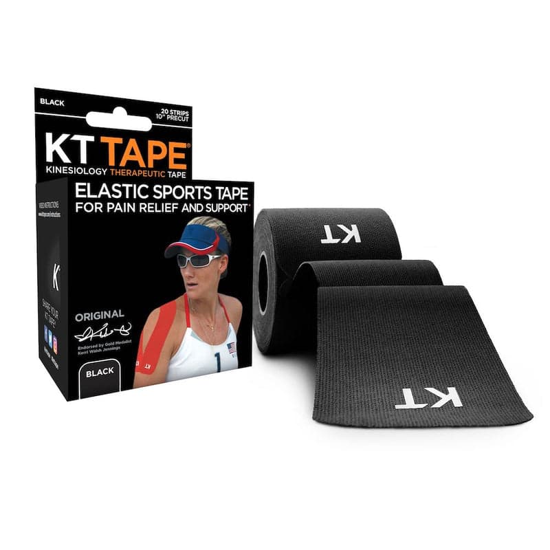 KT Kinesiology Tape | Athletic Sport Bandage Kinesio Support for Muscle Strain, Pain & Injury Taping (20 Precut 10" Strips) - Black