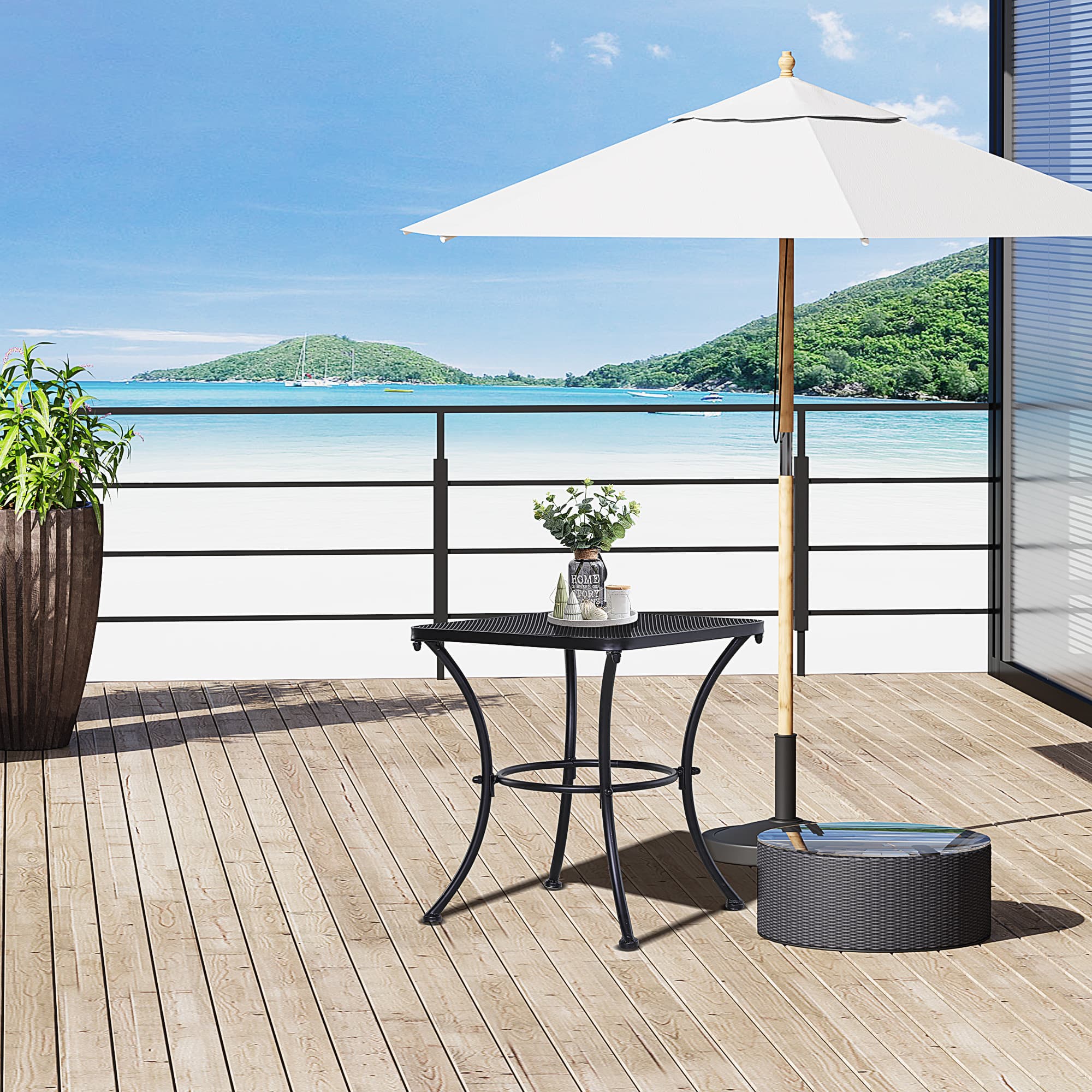 Outsunny 18"x18"x20" Square Metal Bistro Table, Stylish Outdoor Patio Coffee Side Desk, Weather-Resistant, Black | Aosom Canada